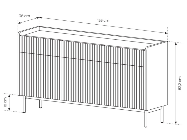 Kommode mit Türen und Schubladen Abios Beige, Scandi Eiche