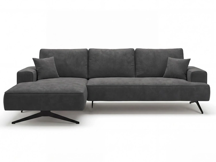 Ecksofa L-Form auf Metallbeinen Leto Links Anthrazit