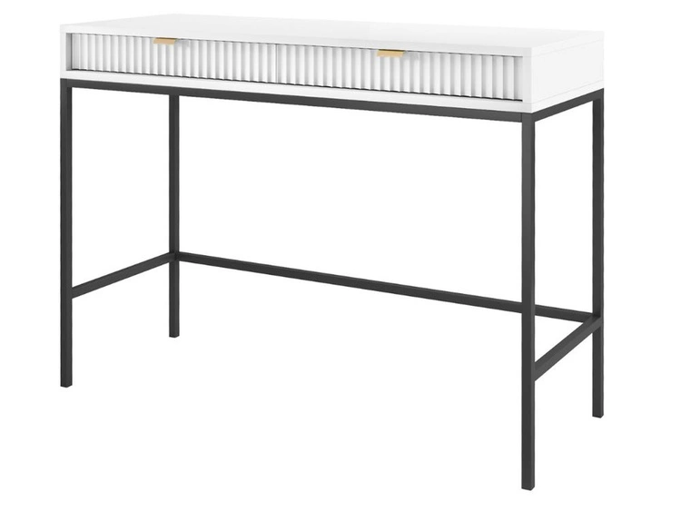 Schminktisch mit Schubladen Amber Weiß, Schwarz Frame