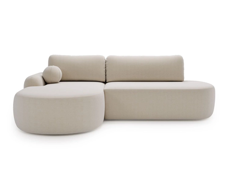 Ecksofa L-Form Links mit Schlaffunktion und Bettkasten Aurio O Creme