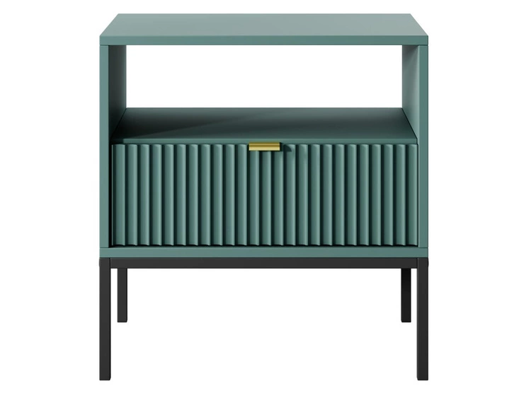 Nachtschrank mit Schublade Amber Grün Amber Grün, Schwarzer Rahmen