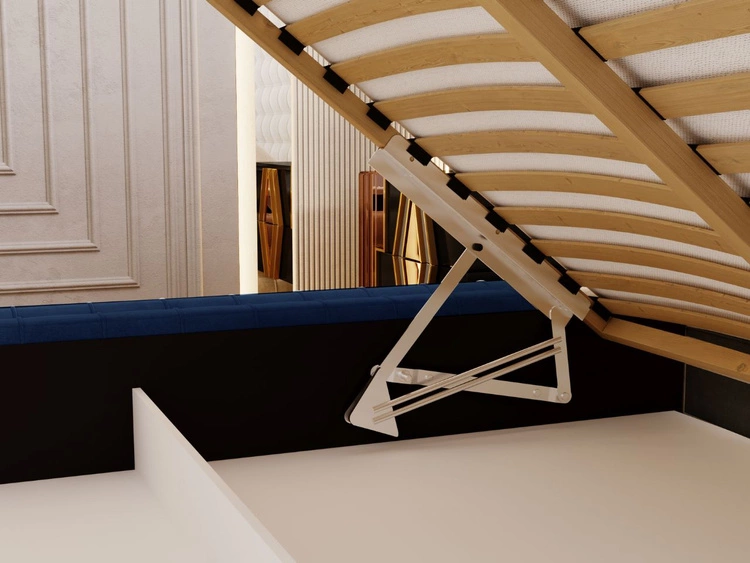 Polsterbett mit Bettkasten und Lattenrost 140x200 Barbados Blau