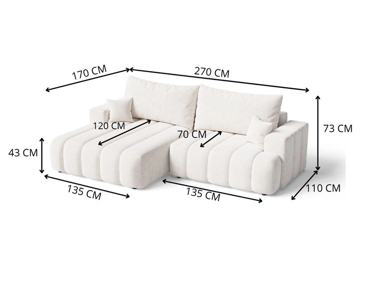 Ecksofa L-Form Links mit Schlaffunktion und Bettkasten Caleo Schwarz