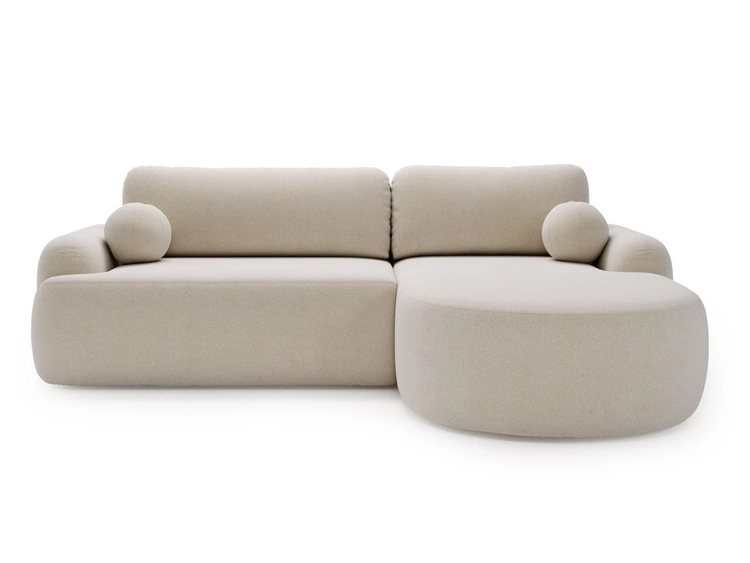 Ecksofa L-Form Rechts mit Schlaffunktion und Bettkasten Aurio Creme