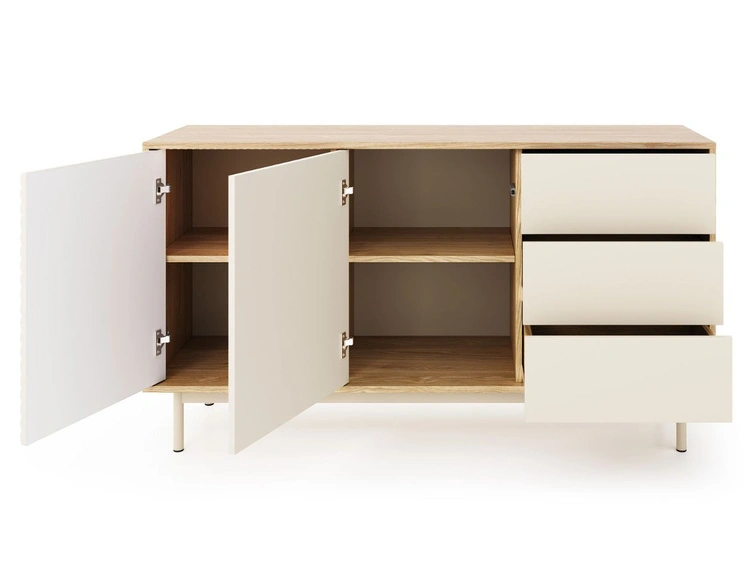 Wohnzimmerset mit Led Rapallo Kaszmir, Eiche Geölte