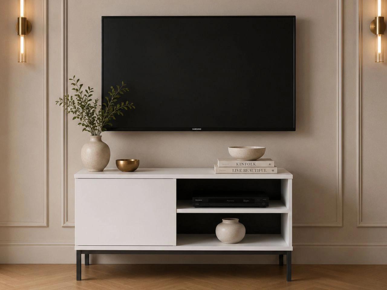 TV-Lowboard mit Türen 100 cm Soroko Weiß