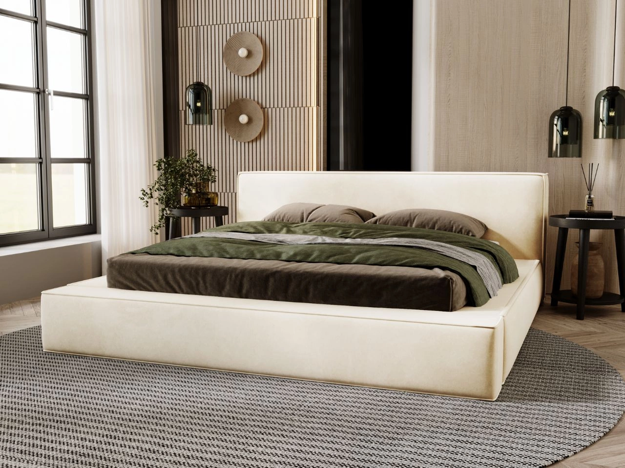 Polsterbett mit Bettkasten und Lattenrost 120x200 Mali Beige