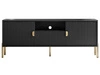 TV-Lowboard zweitürig mit Schublade und goldenen Metallfüßen Orlean Schwarz Matt