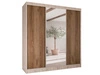 Schiebetürenschrank mit geriffelter Front und Spiegel 200 cm Rivas Eiche Sonoma, Catania 