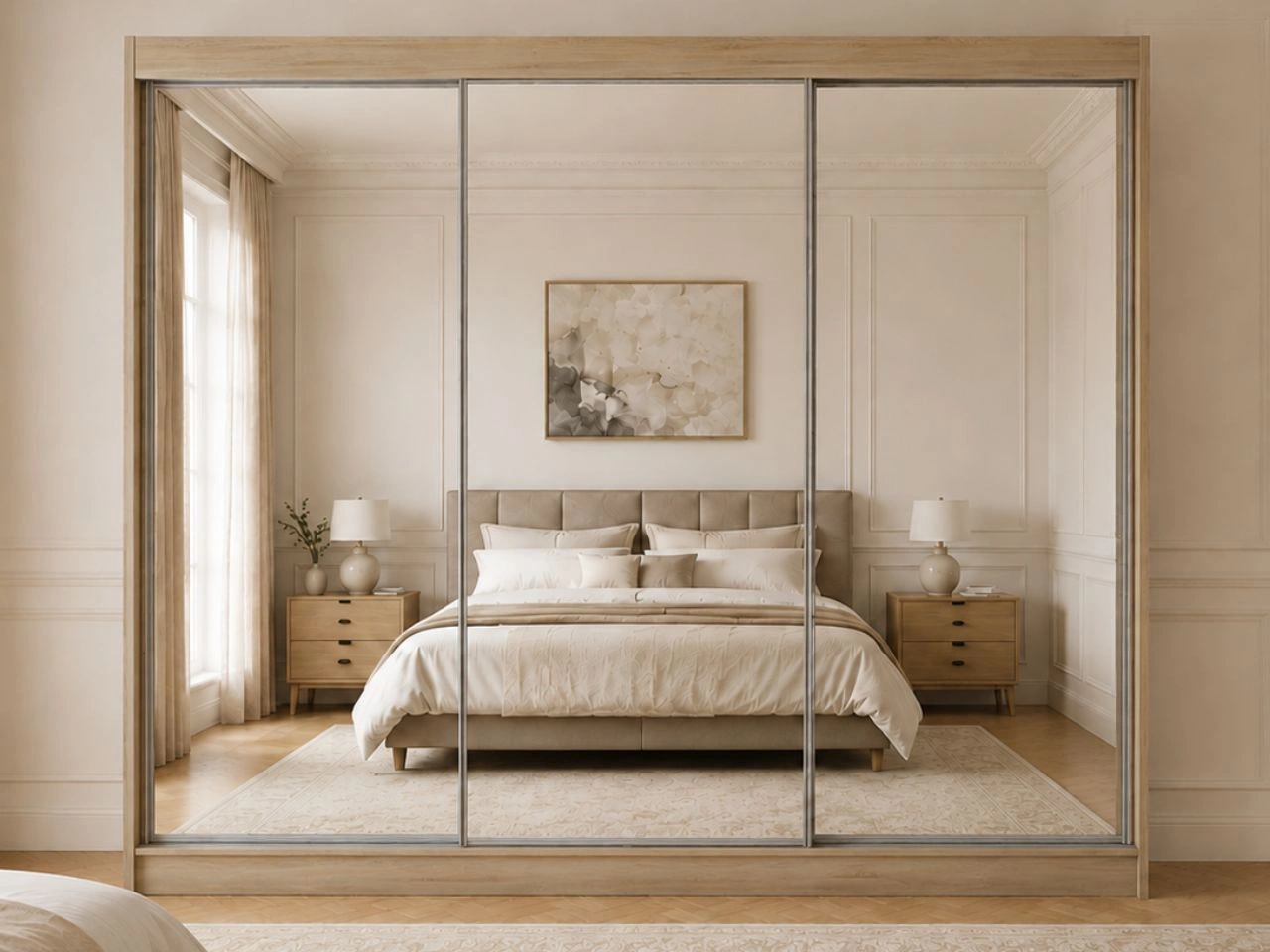 Schiebetürenschrank 250 cm mit Spiegel und LED-Beleuchtung Luzio Eiche Sonoma