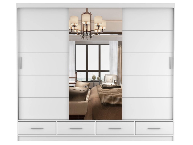 Kleiderschrank mit Spiegel 203 cm Fiore Weiß