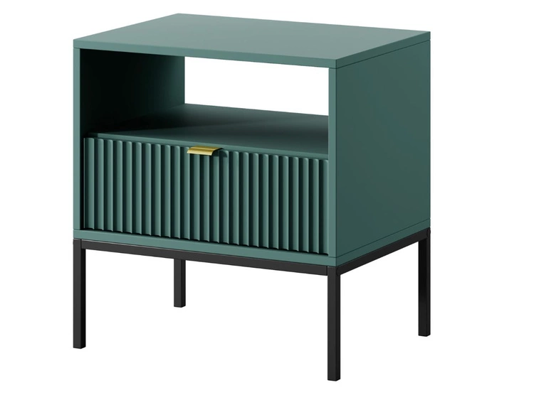 Nachtschrank mit Schublade Amber Grün Amber Grün, Schwarzer Rahmen