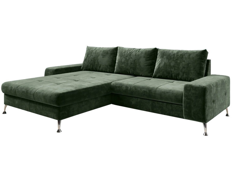 Ecksofa L-Form Links mit Schlaffunktion und Bettkasten Tonny Dunkelgrün