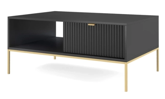 Couchtisch industriell modern Amber Schwarz Gold Gestell