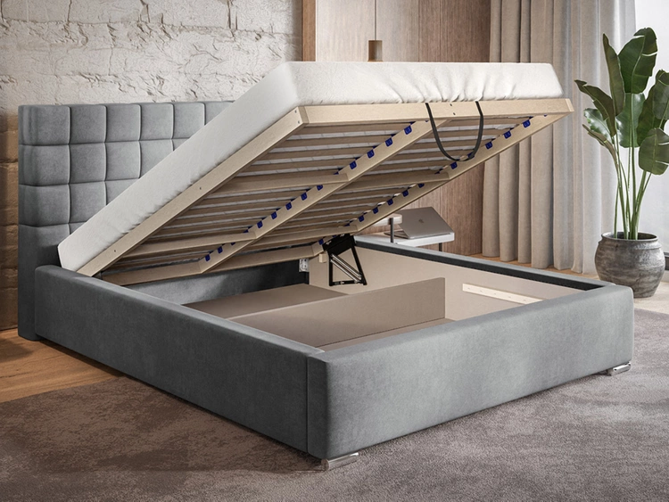 Polsterbett mit Bettkasten und Lattenrost 120x200 Terra Dunkelgrau