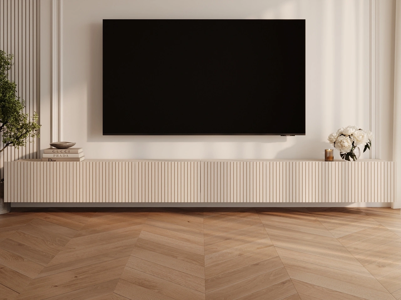 Set mit zwei TV-Lowboard mit Türen 150 cm Kioto Cashmere