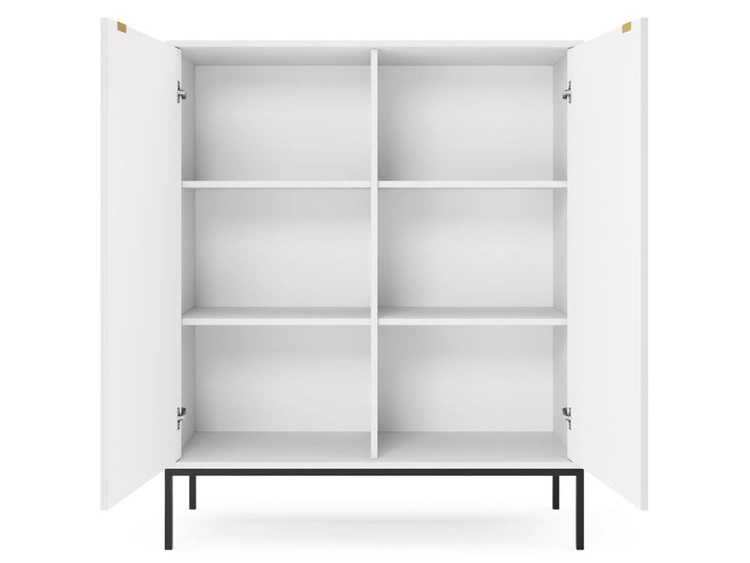 Wohnzimmerset Amber Weiß, Schwarz Frame