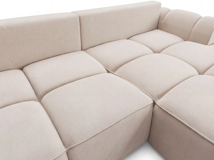 Ecksofa L-Form Rechts mit Schlaffunktion und Bettkasten Bonno Beige