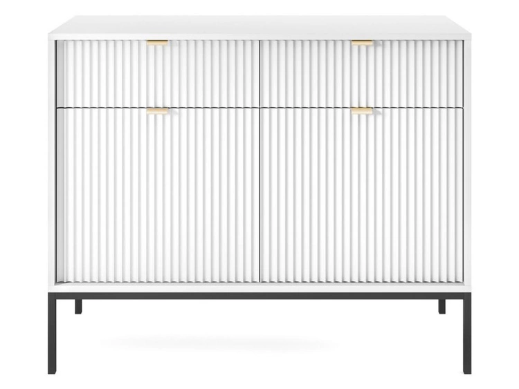 Kommode mit Türen und Schubladen Amber Weiß, Schwarz Frame