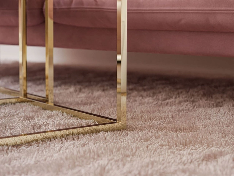 Couchtisch auf goldenem Gestell und transparenter Glasplatte Asumi 35x41