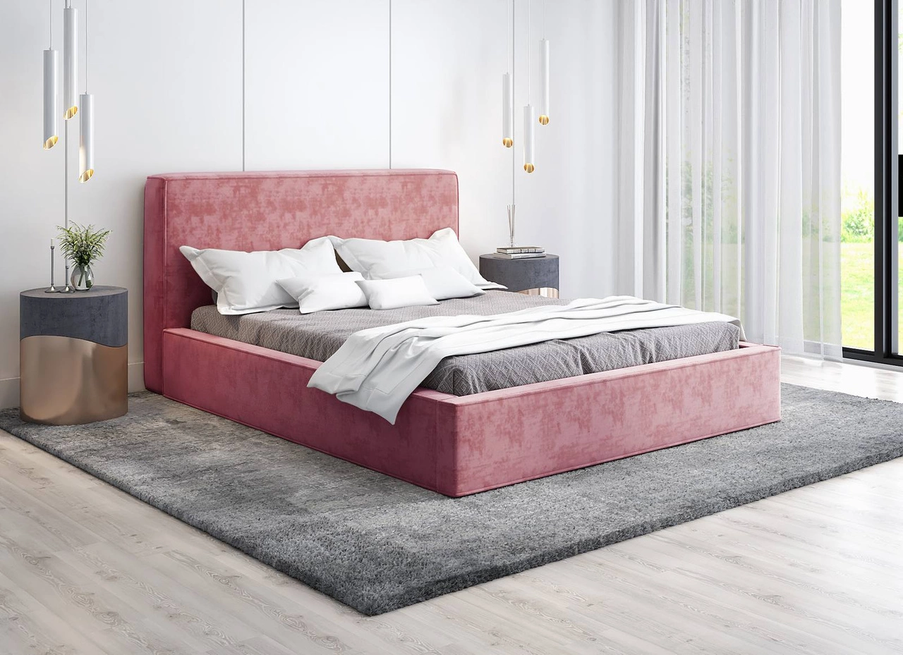 Samtbett Silvio 120x200 - Rosa