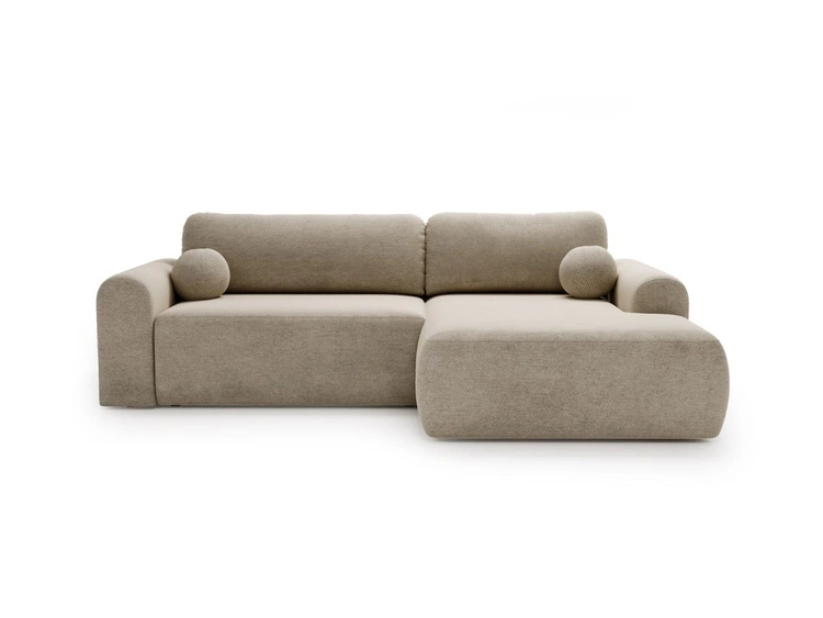 Ecksofa L-Form mit Schlaffunktion und Bettkasten Savana Rechts Beige