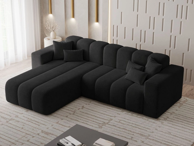 Ecksofa L-Form Links Nork Schwarz