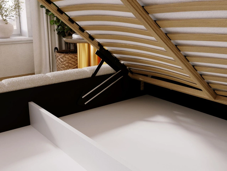 Polsterbett mit Bettkasten und Lattenrost 180x200 Alicante Boucle Beige