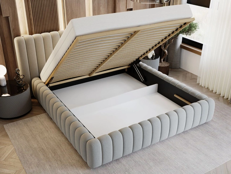 Polsterbett mit Bettkasten und Lattenrost 120x200 Bliss Grau