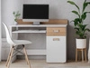 Schreibtisch 120 cm mit ausziehbarem Regal und Schublade, für einen Teenager Lindo Weiß, Nash Eiche