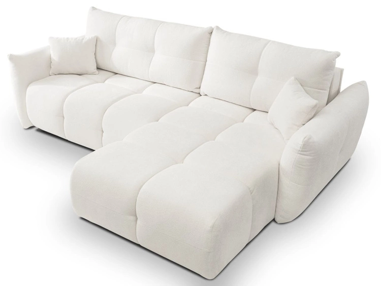 Ecksofa L-Form mit Schlaffunktion und Bettkasten Bene Creme