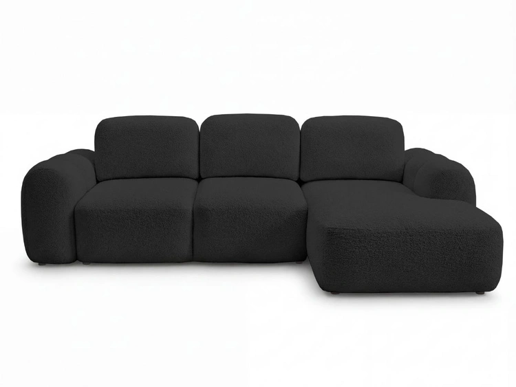 Ecksofa L-Form mit Schlaffunktion und Bettkasten Avelin Rechts Schwarz