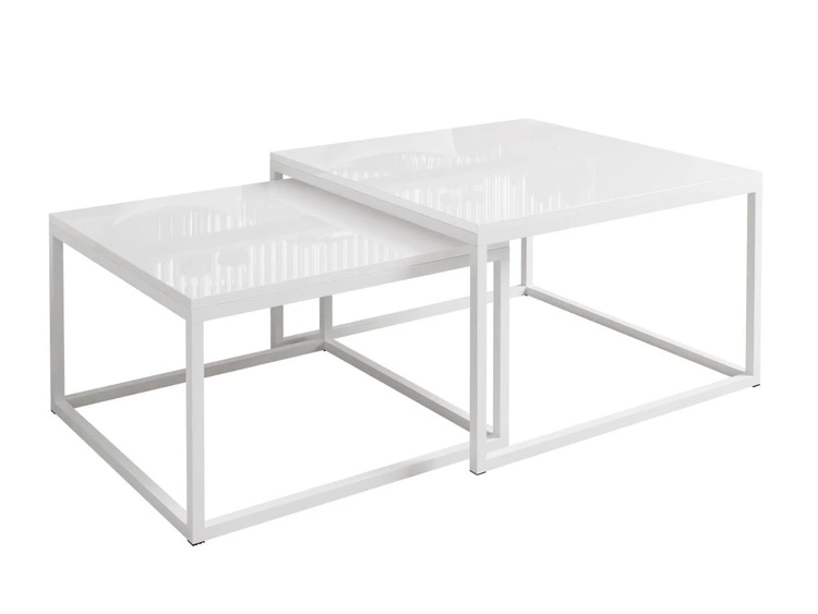 Couchtisch auf weißem Gestell Asumi Weiß Hochglanz 40x46