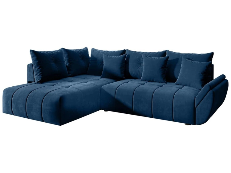 Ecksofa L-Form mit Schlaffunktion und Bettkasten Genoa Dunkelblau