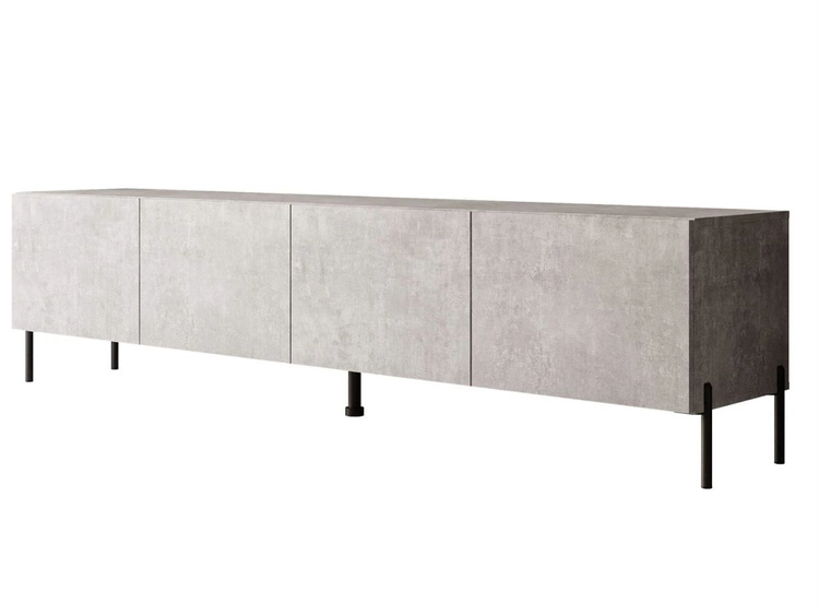 TV-Lowboard mit Türen auf Schwarzen Metallbeinen 200 cm Nodoo Beton
