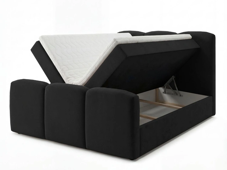 Boxspringbett mit Bettkasten 180x200 Campi Schwarz