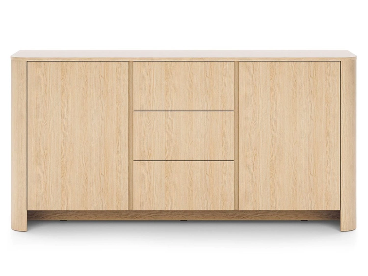 Eine Wohnzimmermöbelgarnitur mit goldener Zierleiste Brillo Vicenza-Eiche