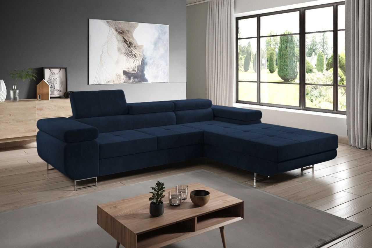 Modern Ecksofa rechts Solam - Dunkelblau