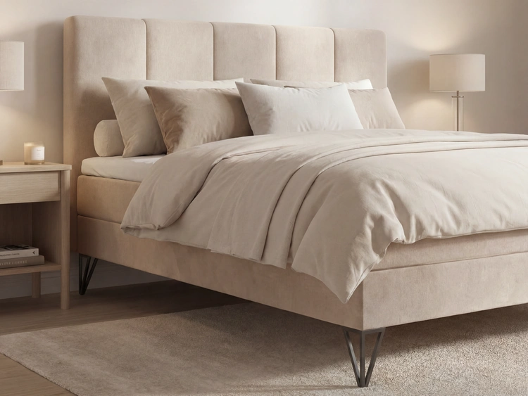 Boxspringbett mit Bettkasten 180x200 Vendi Beige