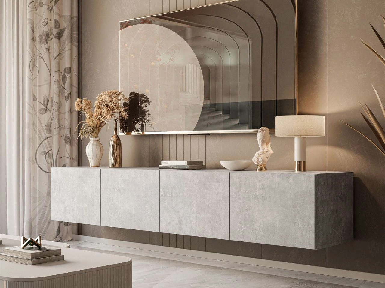 Hängeschrank mit Türen 200 cm Nodoo Beton