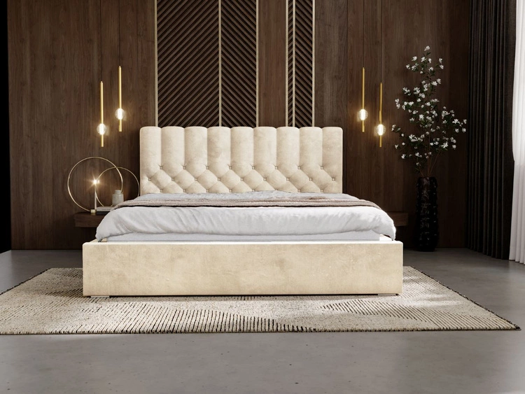 Polsterbett mit Bettkasten und Lattenrost 120x200 Roma Beige