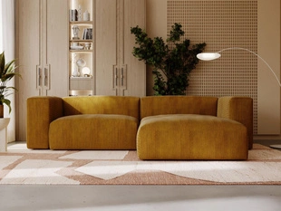 Ecksofa L-Form Rechts Moderne Cord Ecksofa Landi Honigfarben