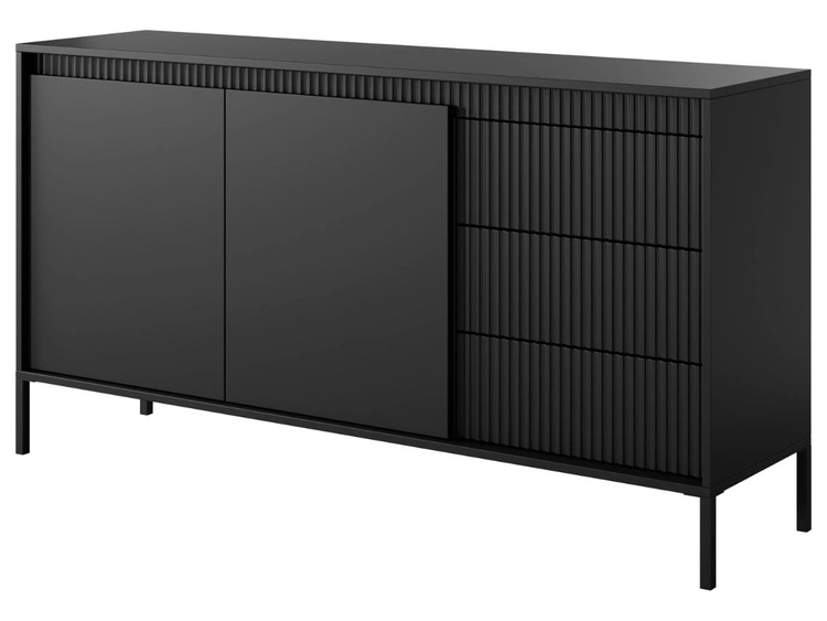 Kommode mit Türen und Schubladen 153 cm Sorano Schwarz