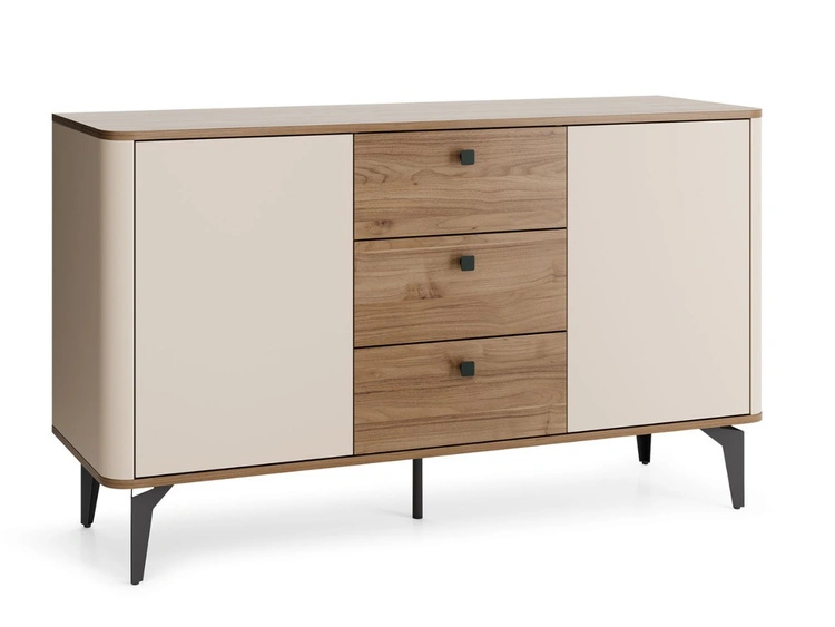 Kommode mit Türen und Schubladen, 140 cm, Arelis Kaschmir, Royal Nussbaum