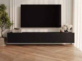 TV-Lowboard mit Türen 200 cm Kioto Schwarz matt