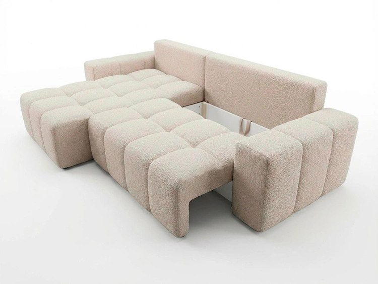 Ecksofa L-Form mit Schlaffunktion und Bettkasten Bresso Beige