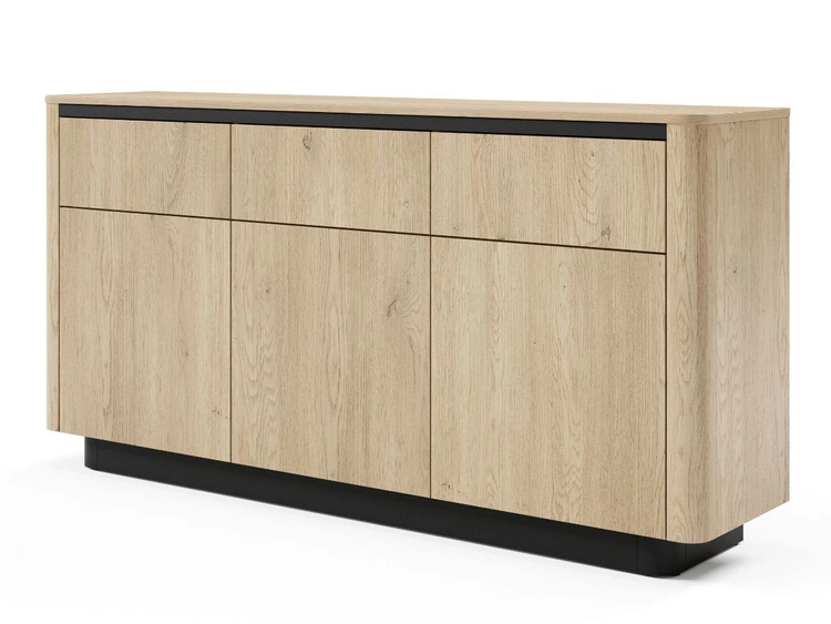 Kommode mit Türen und Schubladen 160 cm Fascino Eiche Cremona, Schwarz