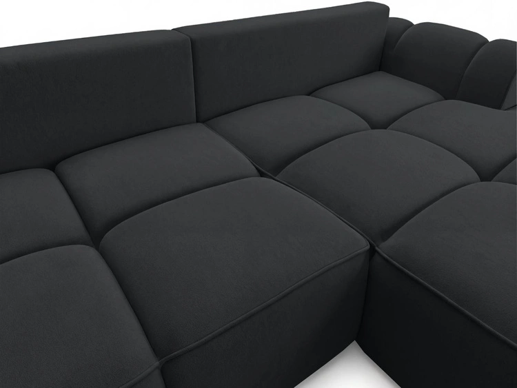 Ecksofa L-Form Rechts mit Schlaffunktion und Bettkasten Bonno Schwarz