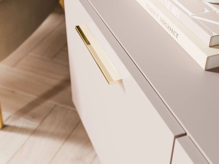 TV-Lowboard mit Türen auf Goldenen Metallbeinen 100 cm Noaé Kaschmir