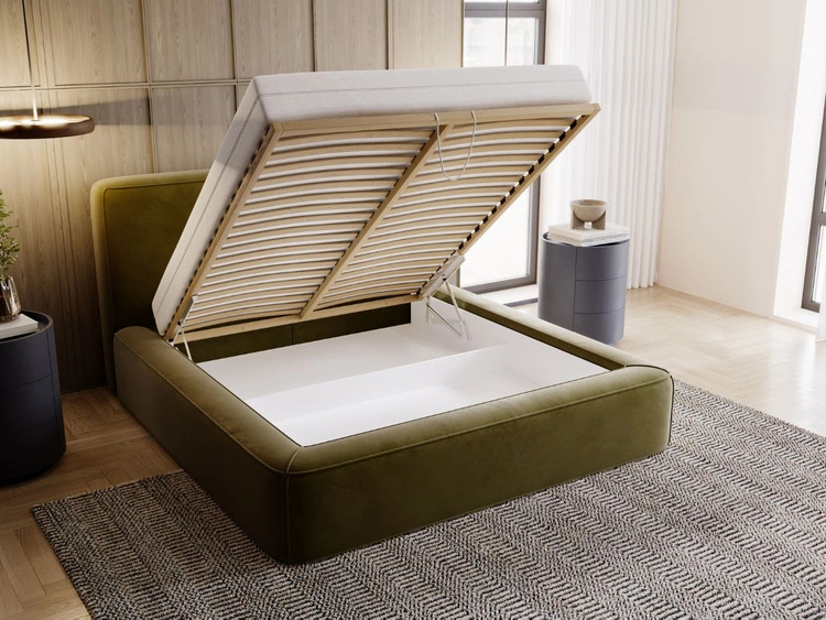 Polsterbett mit Bettkasten und Lattenrost 180x200 Amaro Grün